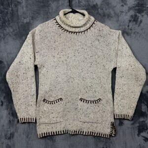 Extra Turtleneck Sweater Womens Small Cream Excellent Vintage Whipstitch Knit